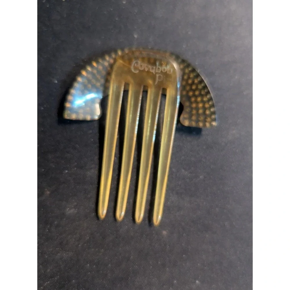 Covabob‎ Decorative Hair Comb Blue Rhinestone Accents Clear Four-Prong vintage